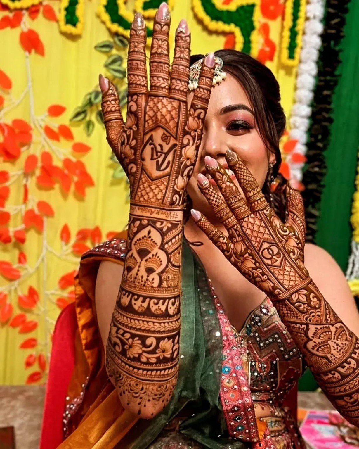 Traditional full hand mehndi design